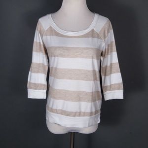 Splendid popover shirt top beige white stripes XS